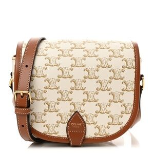 New-like CELINE Triomphe Canvas Medium Folco Bag White